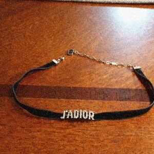 Authentic Dior Black and Silver J'ADIOR Choker Necklace